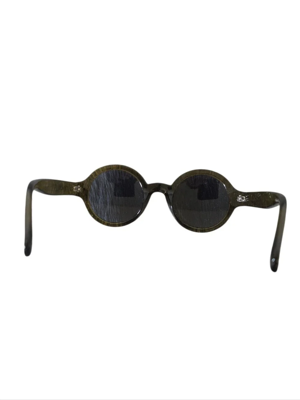 Round Retro Olive Green Sunglasses Gray Lenses Oversized Boho Festival